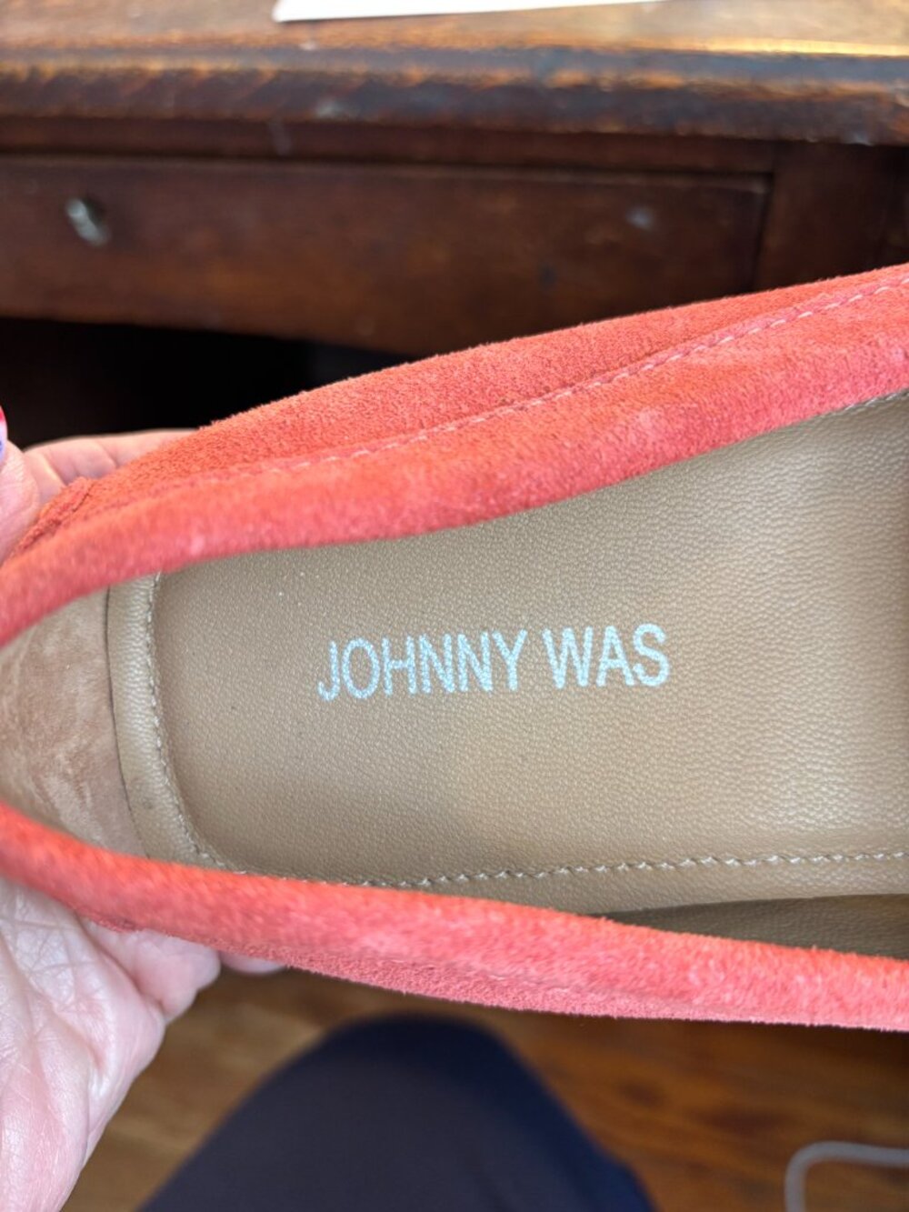 Johnny Was Shoes Womens Size 7.5 Coral Suede Floral Embroidered Moccasin Flats - Picture 4 of 9